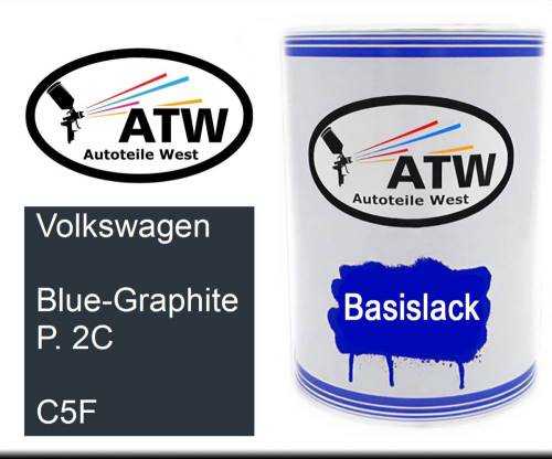 Volkswagen, Blue-Graphite P. 2C, C5F: 500ml Lackdose, von ATW Autoteile West.
